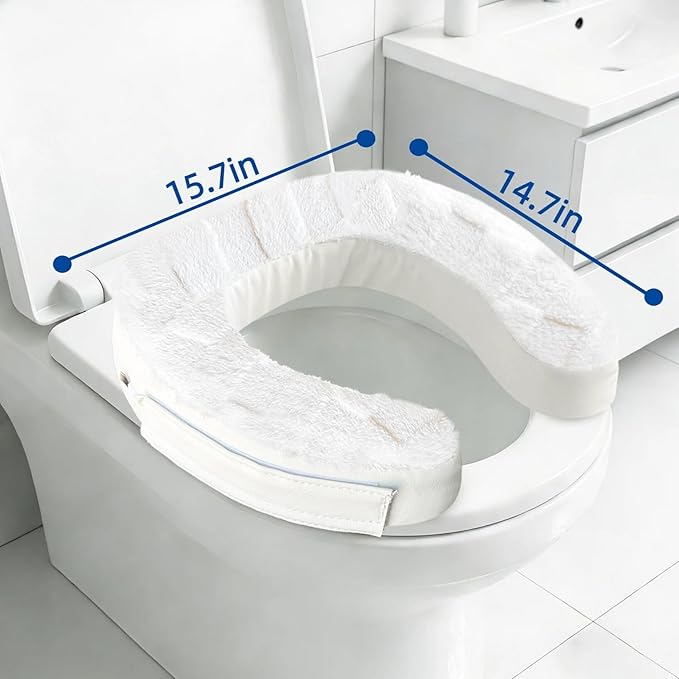 Toilet Seat Riser Cushion, 2 Inch Soft Padded Toilet Seat Cushion for Seniors, Plush Top with Easy-Clean Leather Cover, Adds Comfort and Height for Low Toilets, Mobility Support