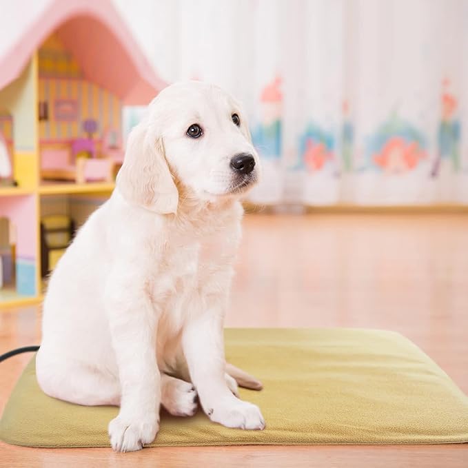 GOQO TOMO Pet Heating Pad, Electric Warming Pet Waterproof PVC Material for Dogs and Cats Indoor Warming Mat with Auto Off with Chew Resistant Steel Cord-18''x18''