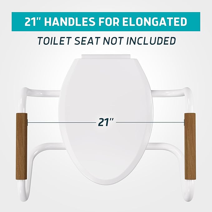 Lunderg 21" Handrails Replacement for Elongated Raised Toilet Seat - Raised Toilet Seat Not Included