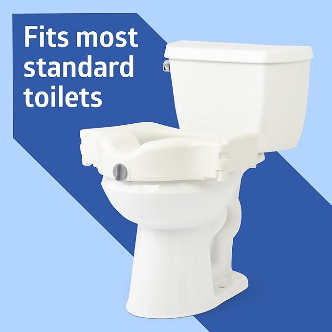 Medline Bariatric Raised Toilet Seat, Locking, 3.5 Inch, 600 lb Weight Capacity, Retail Packaging - Comfortable & Secure Solution for Heavy Individuals