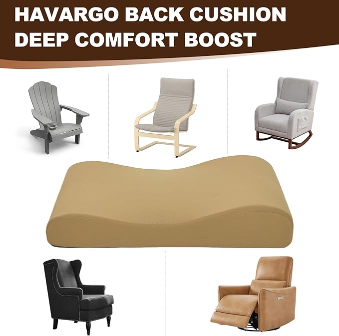 HAVARGO 2-in-1 Neck Pillow Lumbar Support Pillow for Recliner Couch & Nursery Glider Chairs- High-Resilient Foam Cushion Ergonomic Back Support for Comfort in Rocking, Feeding, Nursing Brown L