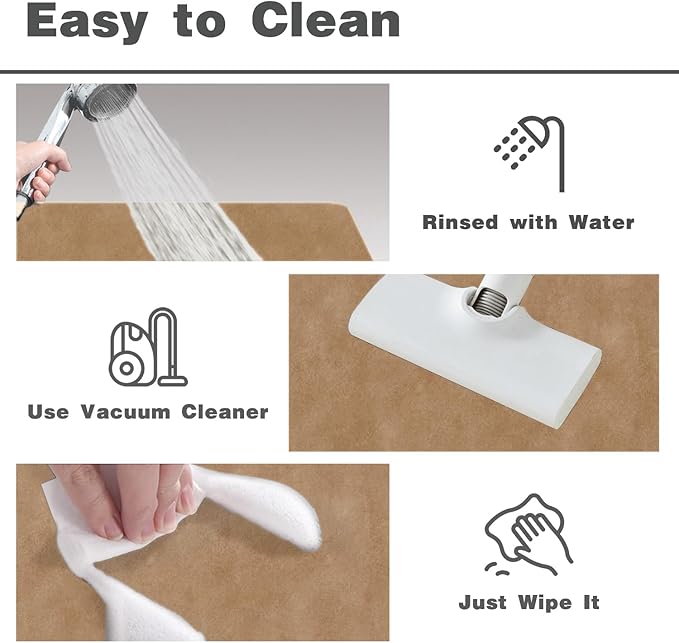 TYUU Bathroom Mat Quick Dry, Bathroom Rugs Non Slip Washable Thin Absorbent Bath Mat Fits Under Door Bathroom Floor Mat Perfect for Bath, Shower, or Sink 24"x60" Camel