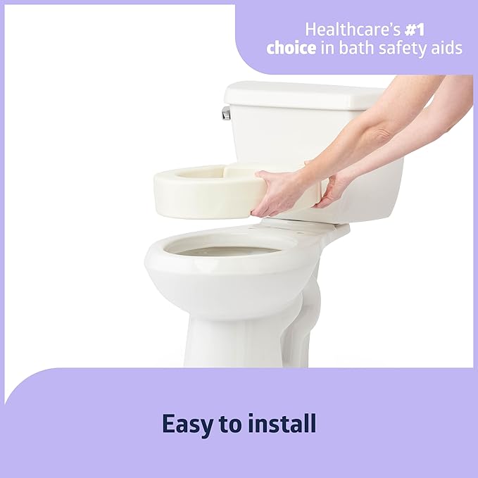 Medline Standard Hinged Toilet Seat Riser, 3.5 Inch Height, 400 lb Weight Capacity, White - Ideal Mobility Aid for Elderly, Disabled, and Medical Patients, Enhances Bathroom Safety