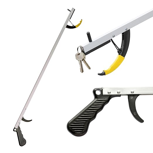 Sammons Preston Reacher, 32" Lightweight Grabber Reacher Tool with Magnetic Tip, Ergonomic Grip & Claw Jaw, Portable Reaching Aid for Seniors, Daily Living & Home Use, Standard Silver