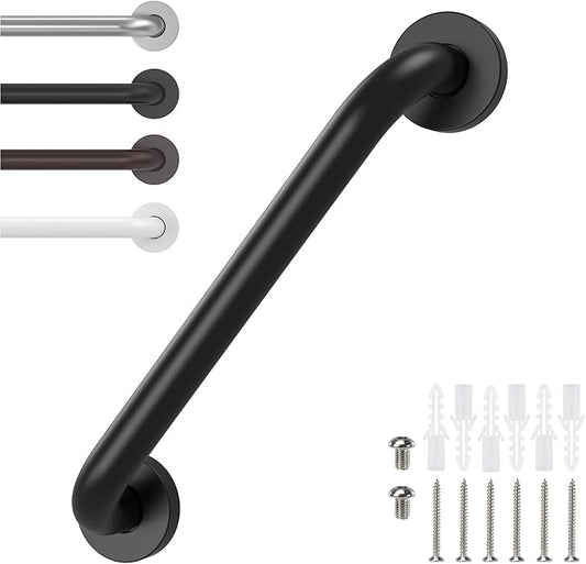 12 Inch Grab Bars for Wall Black, Safety Shower Grab Bars for Seniors Elderly Handicapped, Handicap Grab Bars for Shower with Concealed Screws, Tesuchan