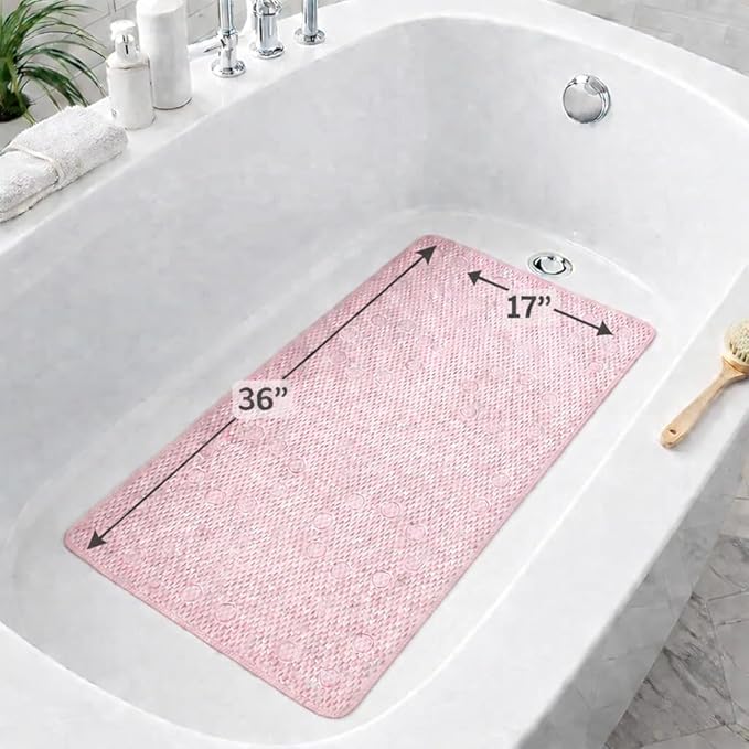 Bathtub Mat Non Slip, Bath Mat for Tub Non Slip, Tub Mat Extra Large 36 x 17 in, Bathtub Mat with Suction Cups & Drain Holes, Soft Foam, Machine Washable, Purple
