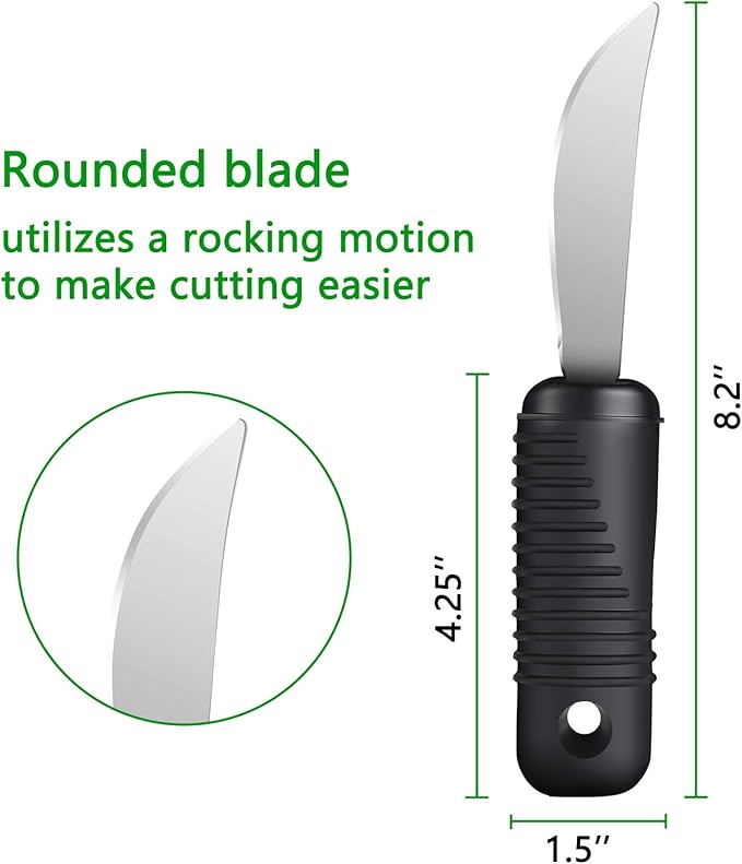 YPC Adaptive Utensils,Easy Grip Silverware,Built-Up Fork,Spoon and Rocker Knife for Adults,Elderly,Arthritis,Tremors and Parkinsons,3 Piece Set