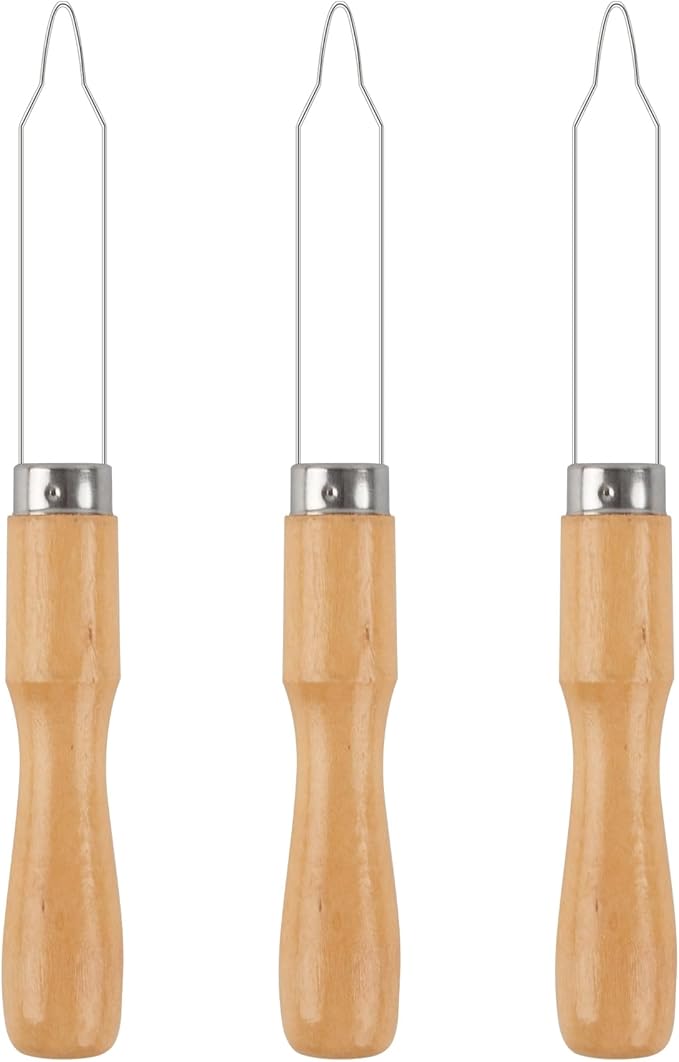 RP Remarkable Power, 3 Pack Button Hook Assist Device with Easy-Grip Wooden Handle Buttons Zipper Pull Helper Clothing Buttoning Aids for Shirts Coats