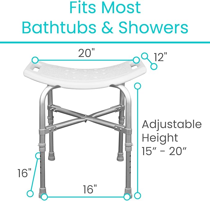 Vive Heavy Duty Shower Chair - Bariatric Bath Stool & Bathtub Seat for Inside Tub- for Elderly, Seniors, Handicap & Disabled Adults- Non-Slip, Height Adjustable, Supports 550 lbs