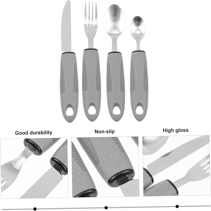 VALICLUD 1Set Adaptive Utensils Portable Elderly Tableware for Hand and Grip Convenient Easy to Clean Durable Dining Tools for Seniors