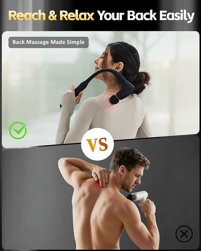 2-in-1 Detachable Percussion Massage Gun with Extension Handle, Back Massager for Pain Relief Deep Tissue Muscle Massager for Arm Shoulder Lower Back Thigh Waist, Gifts for Women Men, FSA-HSA Eligible