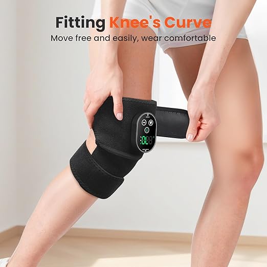 Cordless Heated Knee Massager with Vibration, FSA Eligible HSA Heated Knee Brace Wrap, Heating Shoulder Brace for Knee Elbow with 6 Heating Levels, 3 Massage Modes&Timer 2 Pack