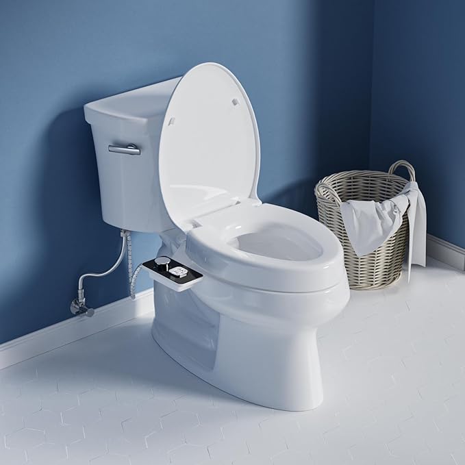 SAMODRA Raised Toilet Seat Riser, White, 3 Inch High Elevated Toilet Seat for Seniors, Soft Close, Easy Install & Clean (Elongated)