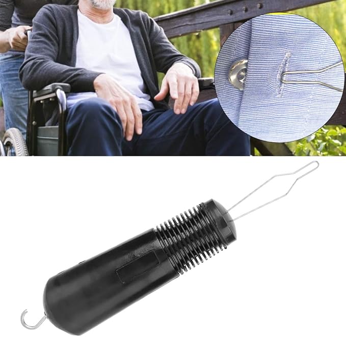 with Comfort & Wide Grip,Button Hook & Zipper Pull,Button Shirts Aid, Stainless Steel Clothes Button Assist Tool,for Carpal Tunnel, Limited Dexterity, Parkinson's, Seniors, Button Hook & Zipper