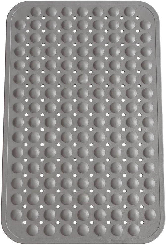 Minimalist TPE Bathtub Mat Non Slip for Tub & Shower, Bath Mat with Strong Suction Cups, Soft Comfortable Shower Mat, Quick Drain Holes, Machine Washable, Large Light Grey Mats, 27.5’’ x 16’’