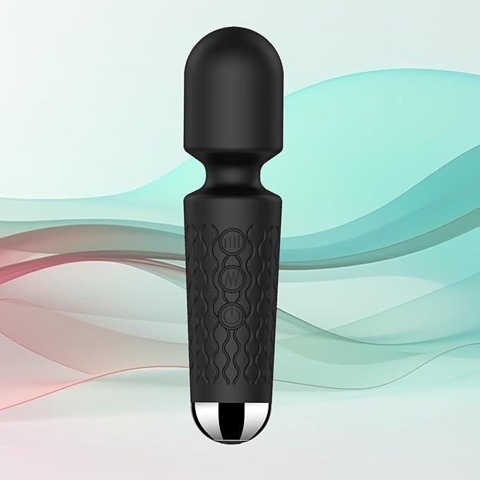 Personal Back Massager - Handheld Waterproof & Rechargeable Massager - 20 Speeds 8 Patterns Vibration Massage - Perfect for Travel Relaxation, Relieves Back, Legs Muscles (Black)