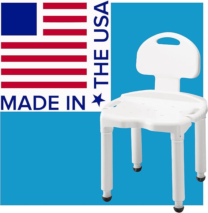 Carex Bath Seat And Shower Chair with Backrest for Seniors, Bath Chair For Elderly, Disabled, Handicap, and Injured Persons, Supports Up To 400lbs, Shower Seat For Inside Shower, Made in USA