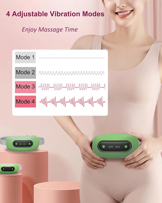 Electric Heating Pad,Portable Cordless Menstrual Heating Pad with 4 Heat Levels and 4 Massage Modes, Fast Large Heating Belly Wrap Belt(Light Green)