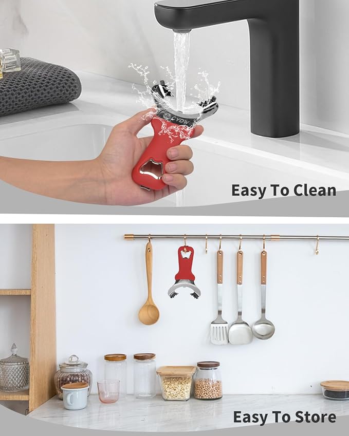 CYDW Mason Jar Opener Tool with No Lid Dents or Damage, Can Opener Manual Multi-Purpose, Easy Twist Manual Handheld Top Remover Utensil, Canning Supplies Tools and Bottle Opener, Made For Lifetime