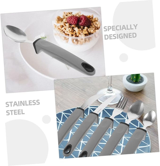 SAFIGLE 1Set Adaptive Portable Utensil for Elderly Shaking Non Slip Design for Easy Grasping Tableware for Seniors with Weak Grip Lightweight Convenient for Dining