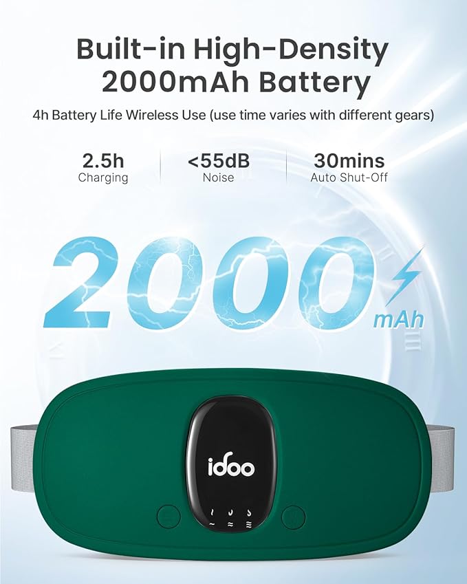 iDOO Travel Heating Pad, FSA Eligible Item, Portable Heating Pad for Period Cramps with 3 Heat Levels and 3 Massage Modes, Menstrual Heating Pads for Women, Gifts for Girlfriend Mom Wife Women (Green)
