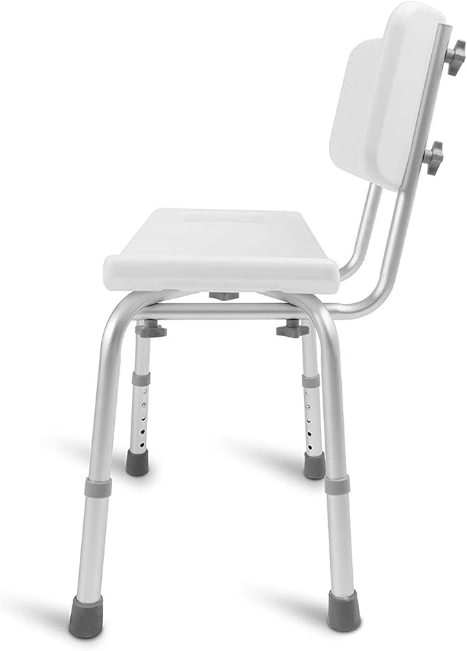 DMI Shower Chair Bath Seat for Tub or Shower Bench for inside shower, Made of Non Slip Aluminum with Plastic Seat, No Tools Needed, Adjustable Height, Holds Weight up to 300 Pounds, Bath Chair, White
