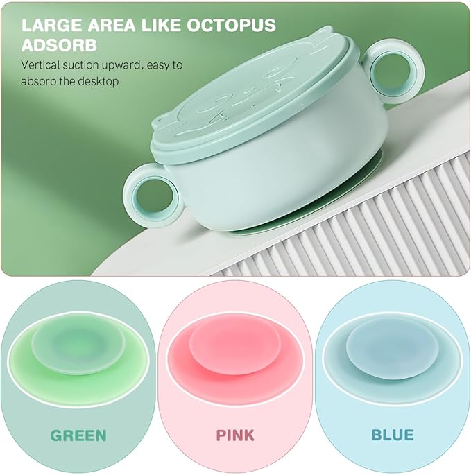 DOITOOL 3pcs Silicone Suction Plate Double Sided Suction Cups Silicone Utensil Rest Sucker Pads for Plate Silicone Grip Dish Suction Cup Plates Plate Bowl Fixing Pad Suction Pads