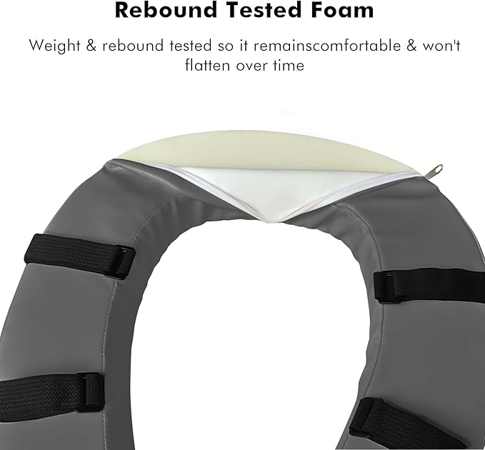 Toilet Seat Cushion with 2-inch High-Density Foam,Toilet Seat Riser-Suitable for Standard,Elongated Toilet Seats Commode Chairs Raised Toilet Seats(Grey)