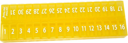 Once-a Day Monthly Pill Organizer Removable Lid for Easy Loading - Large Compartment Pill Box Medications for Entire Month Plus a Compartment for Extra Pills BPA Free