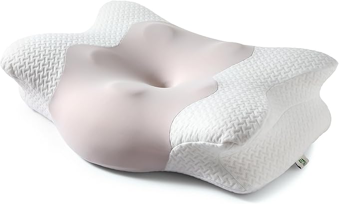 Cervical Neck Pillow for Sleeping, Adjustable Ergonomic Pillow, Contour Neck Support Side Sleeper Pillows for Adults, Memory Foam Pillow for Neck and Shoulder Pain Relief, Back,Stomach Sleeper