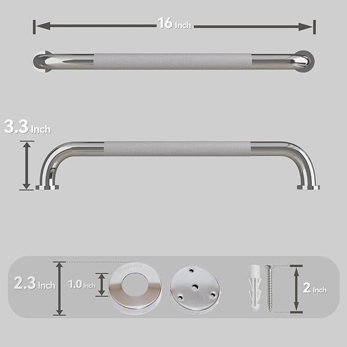 16 Inch Grab Bars for Shower,Chrome Anti Slip Grab Bar for Bathtubs Showers Toilet, Stainless Steel Safety Shower Grab Bar,Wall Mounted Shower Handle Handicap Bars for Senior Elderly