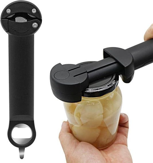 Multifunctional Retractable Bottle Opener Multi 6 in 1, Adjustable Jar Opener, Kitchen Wine Opener Gadgets(Black)