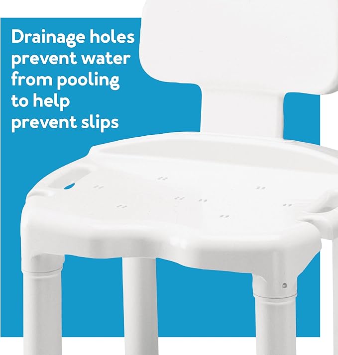 Carex Bath Seat And Shower Chair with Backrest for Seniors, Bath Chair For Elderly, Disabled, Handicap, and Injured Persons, Supports Up To 400lbs, Shower Seat For Inside Shower, Made in USA