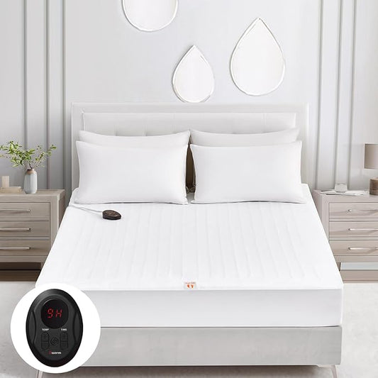 Bwarm Electric Heated Mattress Pad Twin Size, 39" x 75", Bed Warmer, 9 Heat Settings, 1-12 Hours Auto Off, Deep Pocket, Fast Heating, Machine Washable, Soft and Cozy