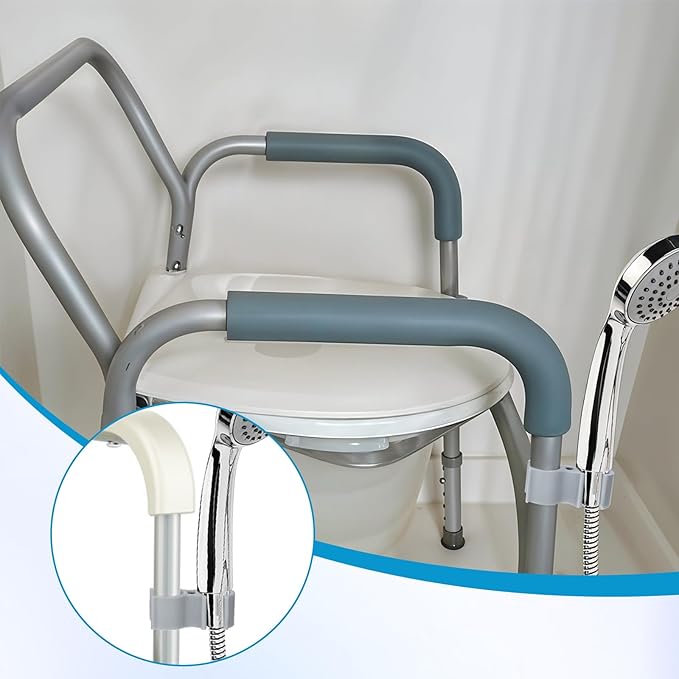 2 PCS Shower Head Holder for Shower Chair, Bath Seat Shower Bracket Attachment Tube Clamp Bracket for Inside Shower Bath Chair Tub Transfer Bench Shower Aids Accessories for Elderly Disabled Users