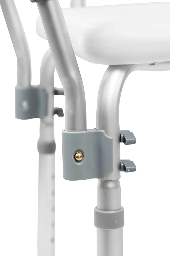 PEPE Mobility Shower Chair to Sit on in Shower, Height Adjustable with Non-Slip Tips, Removable Armrests, Tool-Free Assembly, White, Safety Bath Seat