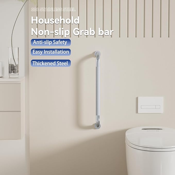 36 Inch Shower Grab Bar, Bathroom Grab Bar Handle with Anti-Slip Knurled Grip, Stainless Steel Bath Balance Bar, 1.25" Diameter Bath Safety Bar Support for Seniors Elderly Pregnant, Polishes Chrome