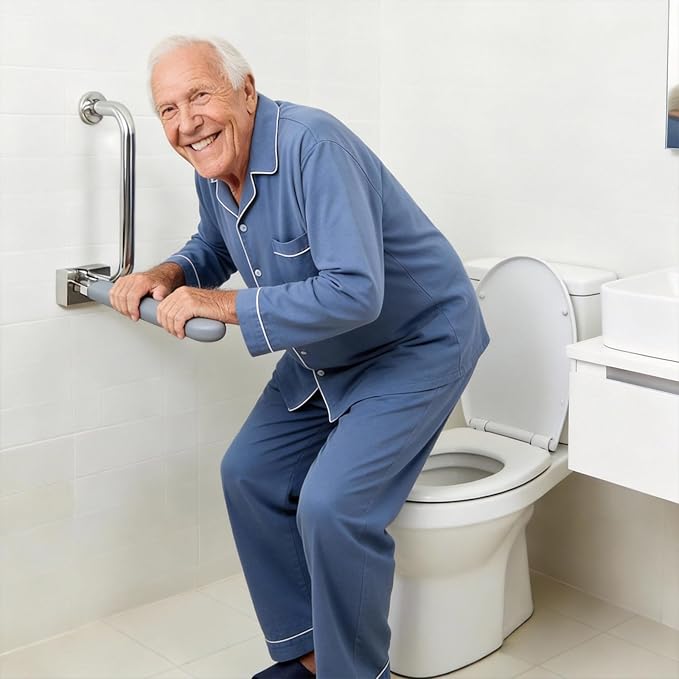 Ceardear Flip Up Toilet Grab Bar for Elderly - 300lb Heavy Duty Stainless Steel Bathroom Safety Rail - 3 Inch Wide Armrest, Foldable Wall Mounted Design for Seniors & Handicap