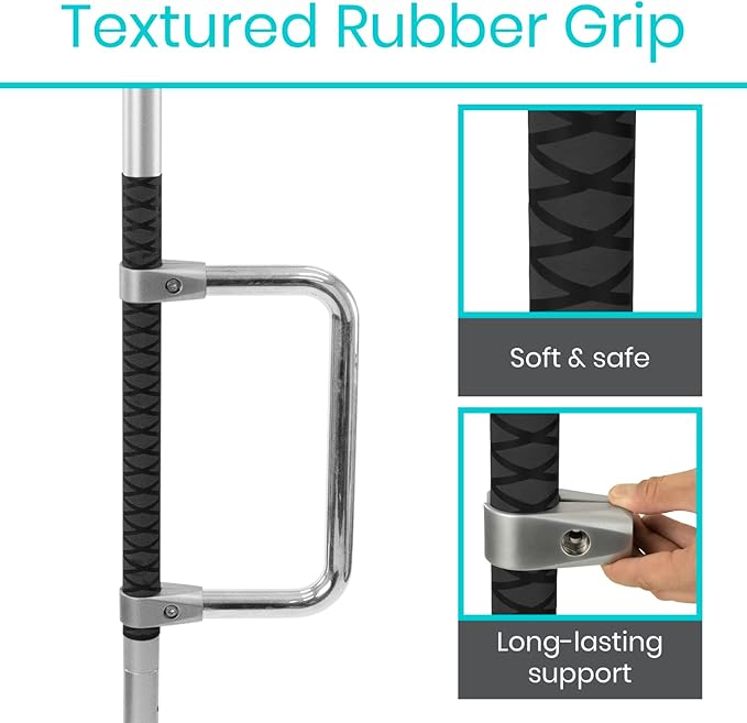 Vive Floor to Ceiling Grab Bar - Stand Assist Aid for Elderly - Shower Safety Bar for Seniors - Stand Assist Transfer Pole - Shower Support Pole - Toilet Rail for Disabled & Handicap Security