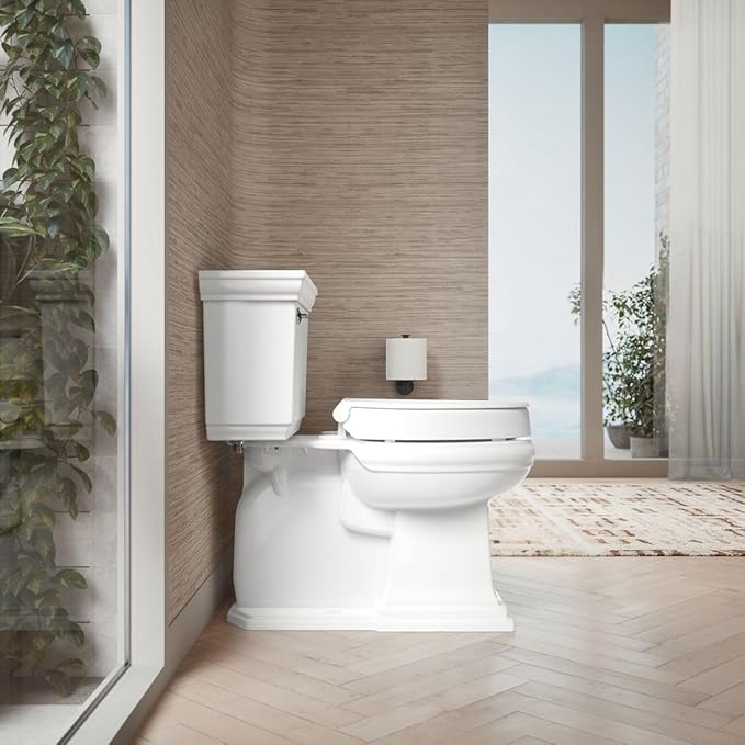 KOHLER 25875-0 Hyten 3" Height, Elevated Soft Close Elongated Toilet Seat, Contoured Seat with Grip-Tight Bumpers, Quick-Attach Hardware, No Slam Toilet Seat, White (Pack of 2)