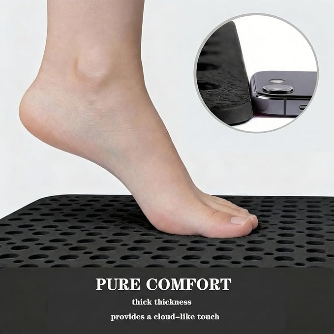 Nonslip Bathtub Mat Extra Soft TPE Bath Mat for Kids, Machine Washable Bathroom Shower Mat(Black/ 30L x 17W Inch)