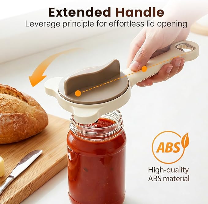 2026 New 4-in-1 Jar Opener - Adjustable Stainless Steel Lid Remover for Seniors & Arthritis Sufferers, Fits Kitchen Jars, Bottles & Cans (1PC)