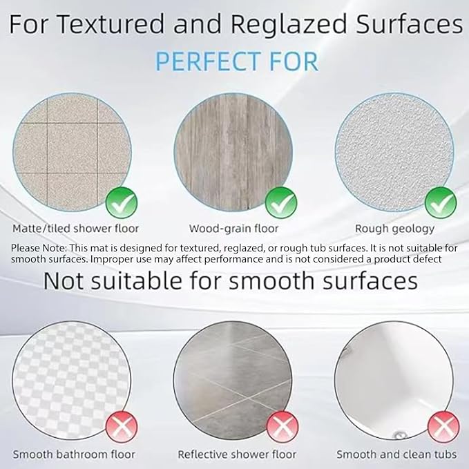 Bathtub Mat Non-Slip Silicone Soft Odorless Large Bath Mat No Suction Cups for Refinished,Reglazed and Textured Shower Mats Non Slip Extra Long Tub Mat (16x40inch Beige)