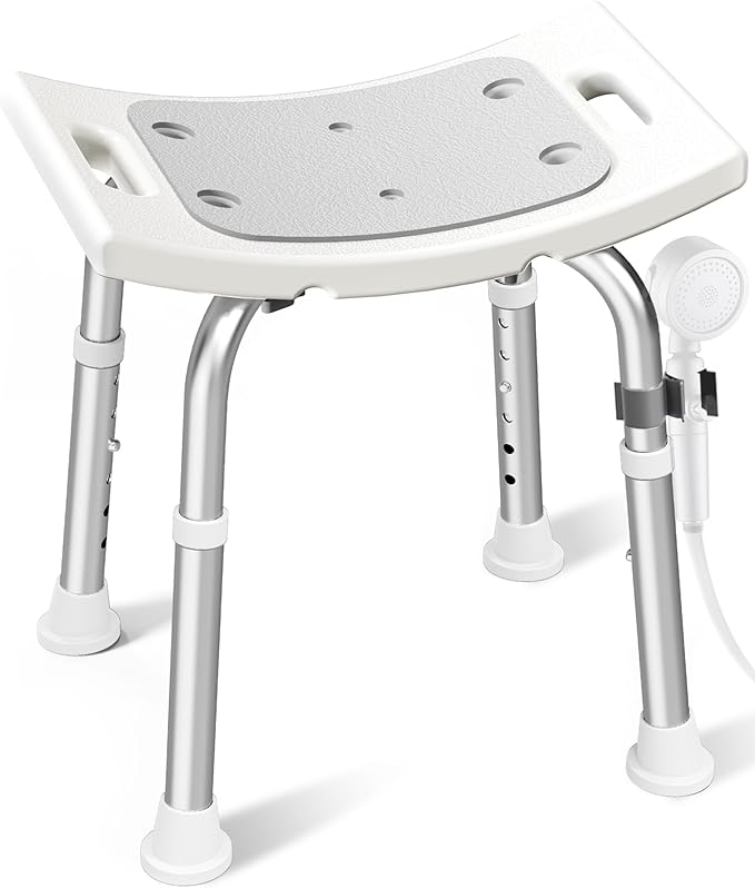 HOMLAND Shower Chair for Inside Shower, 400 lbs Adjustable Shower Stool with Suction Feet, Shower Seat for Inside Tub Bathroom Bench Bath Chair for Elderly and Disabled - Light Gray