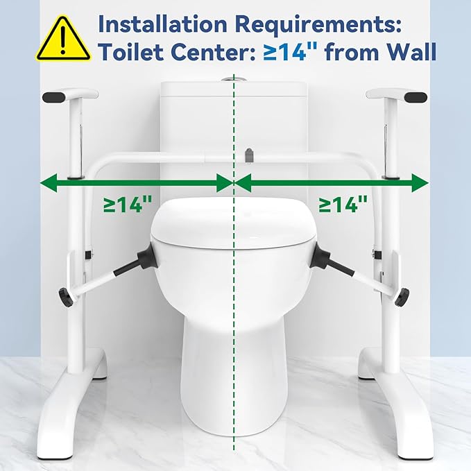 Loyoda Toilet Safety Rails for Seniors – Helps Family Members Sit & Stand Safely, Width & Chain Adjustable Toilet Handles, Heavy Duty 350 lbs Frame