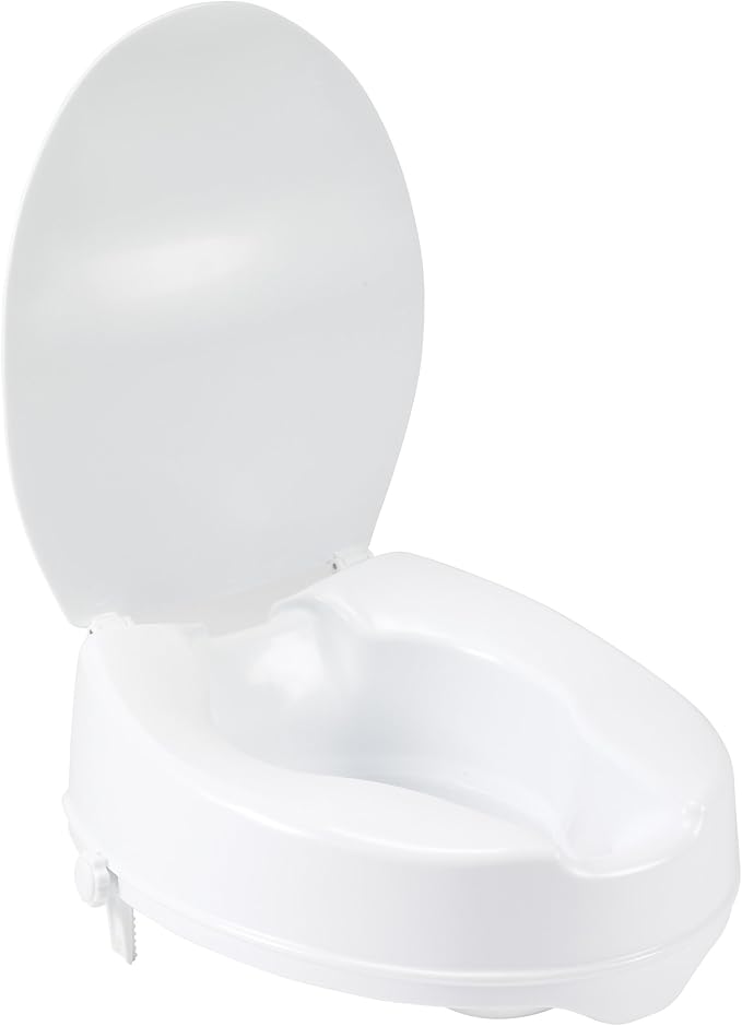 Drive Medical Raised Toilet Seat with Lock and Lid, Standard Seat, 4"