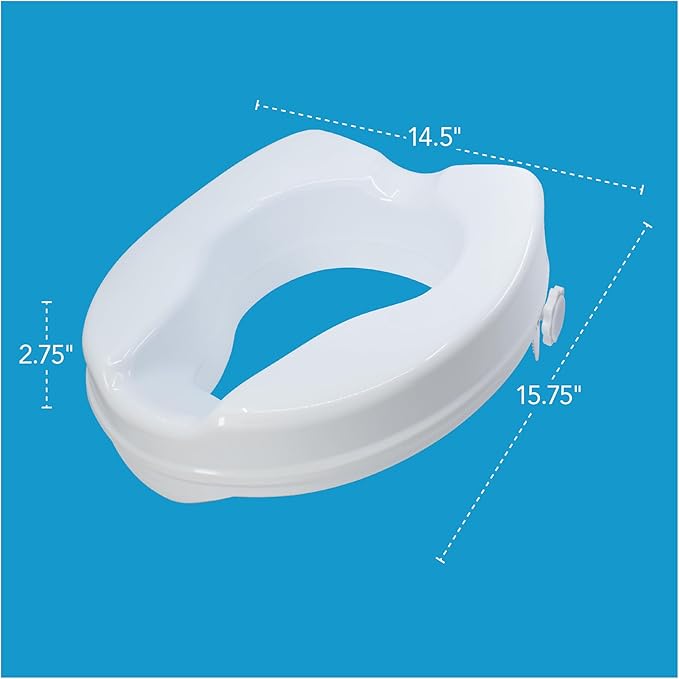 Carex Toilet Seat Riser, Elongated Raised Toilet Seat Adds 2.5 inches to Toilet Height, 300 Pound Weight Capacity Toilet Riser