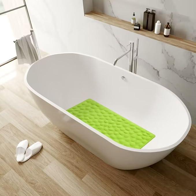 Non-Slip Bathtub Mat OTHWAY Soft Rubber Bathroom Bathmat with Strong Suction Cups (Green, 16x31.5 inch)