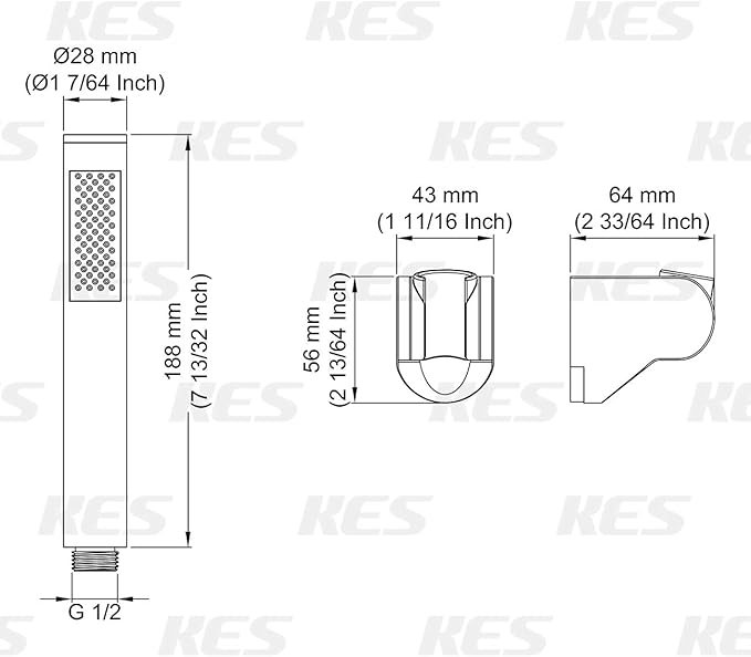 KES Handheld Shower Head with Extra Long Hose Shower Wand Holder Set Stainless Steel Hand Shower Matt Black, LP150-BK