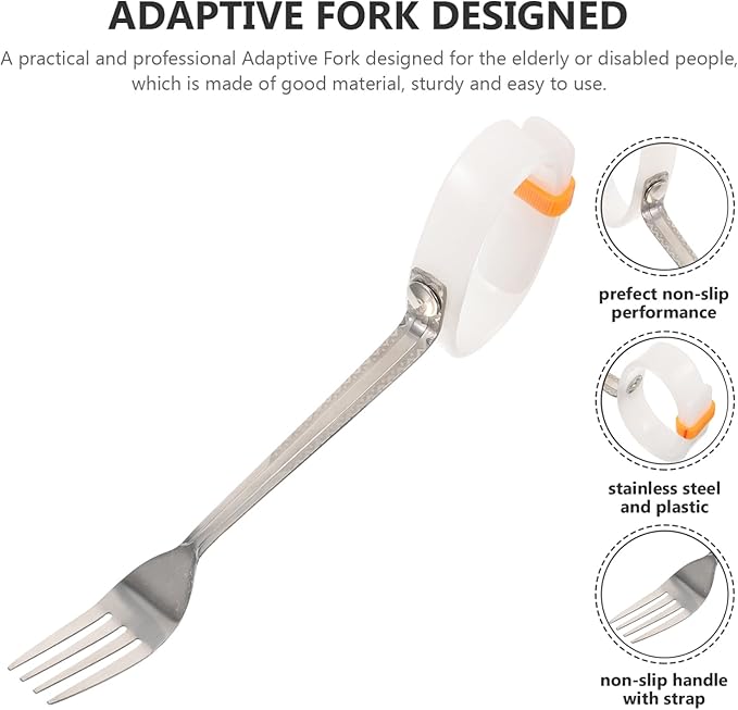 Elderly Adaptive Fork Non-Slip Handle for Hand and Disabilities Comfortable Grip Eating Utensil for Seniors and Disabled Adults Easy to Clean and Reliable